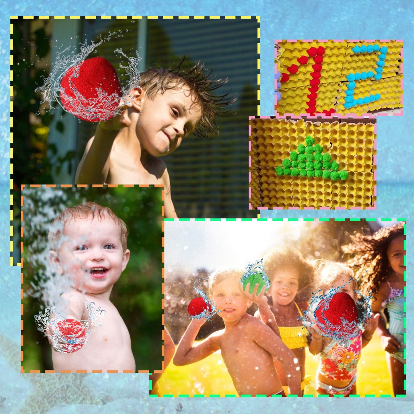 60 Reusable Cotton Water Balls Outdoor Toys For Kids 4-8 8-12, Summer Splash Water Balloons For Teens And Adults Ourdoor Trampoline Accessories Water Toys