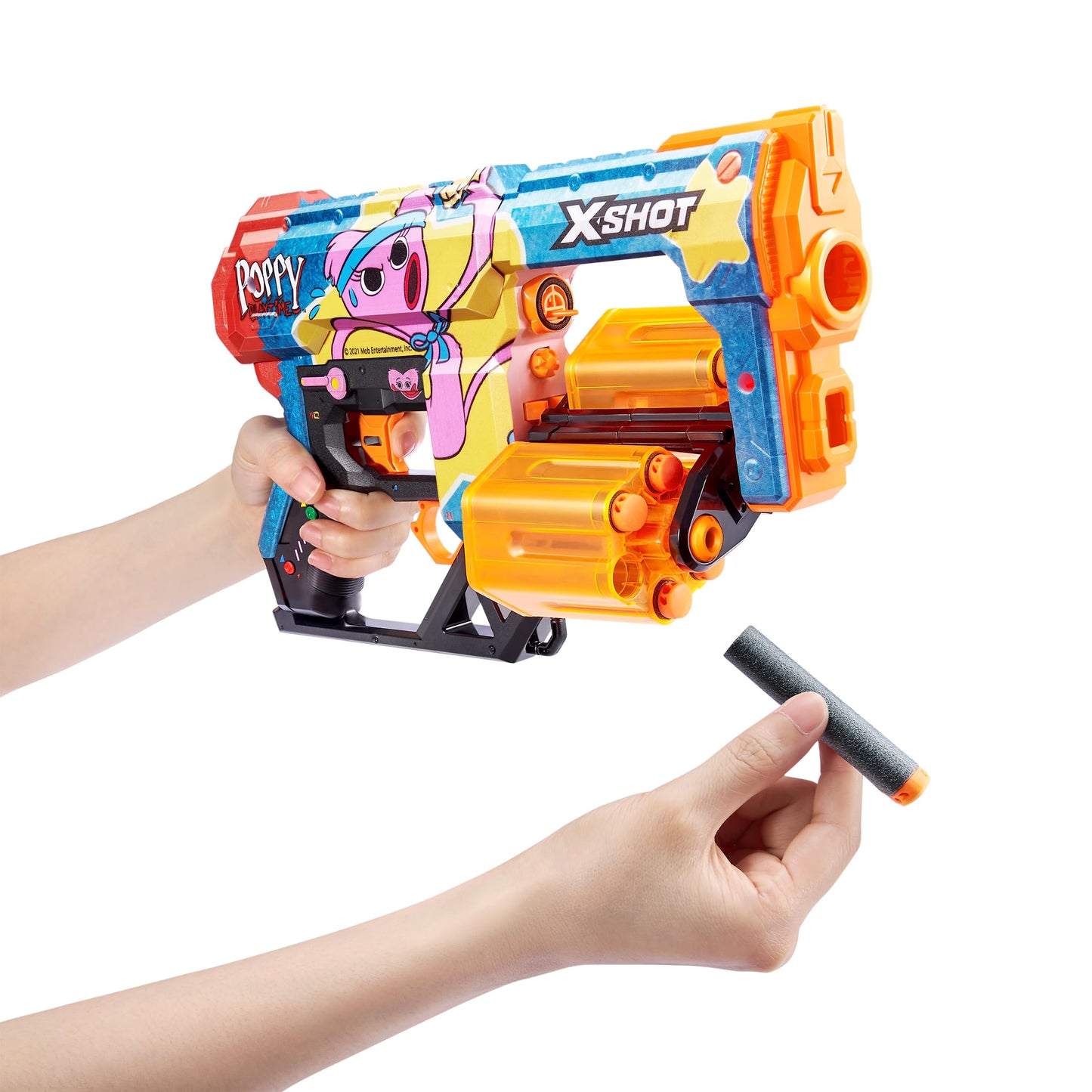X-Shot Skins Dread Blaster - Poppy Playtime (Kissy) By Zuru With 12 Darts, Rotating Double Barrel, Air Pocket Dart Technology, Toy Foam Blaster For Kids, Teens And Adults