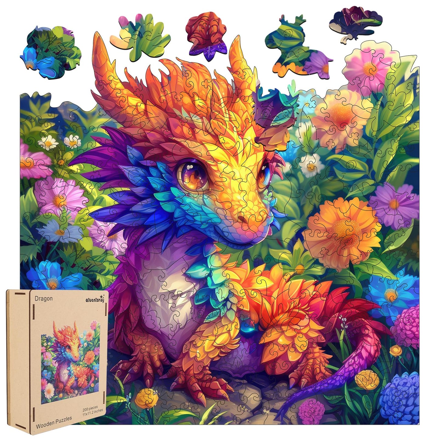 Qiuenisray Wooden Jigsaw Puzzles-Hamster,200Pcs,Medium 11.3X11.9In,Wooden Puzzles For Adults,Unique Shape Animal Adult Puzzles,I
