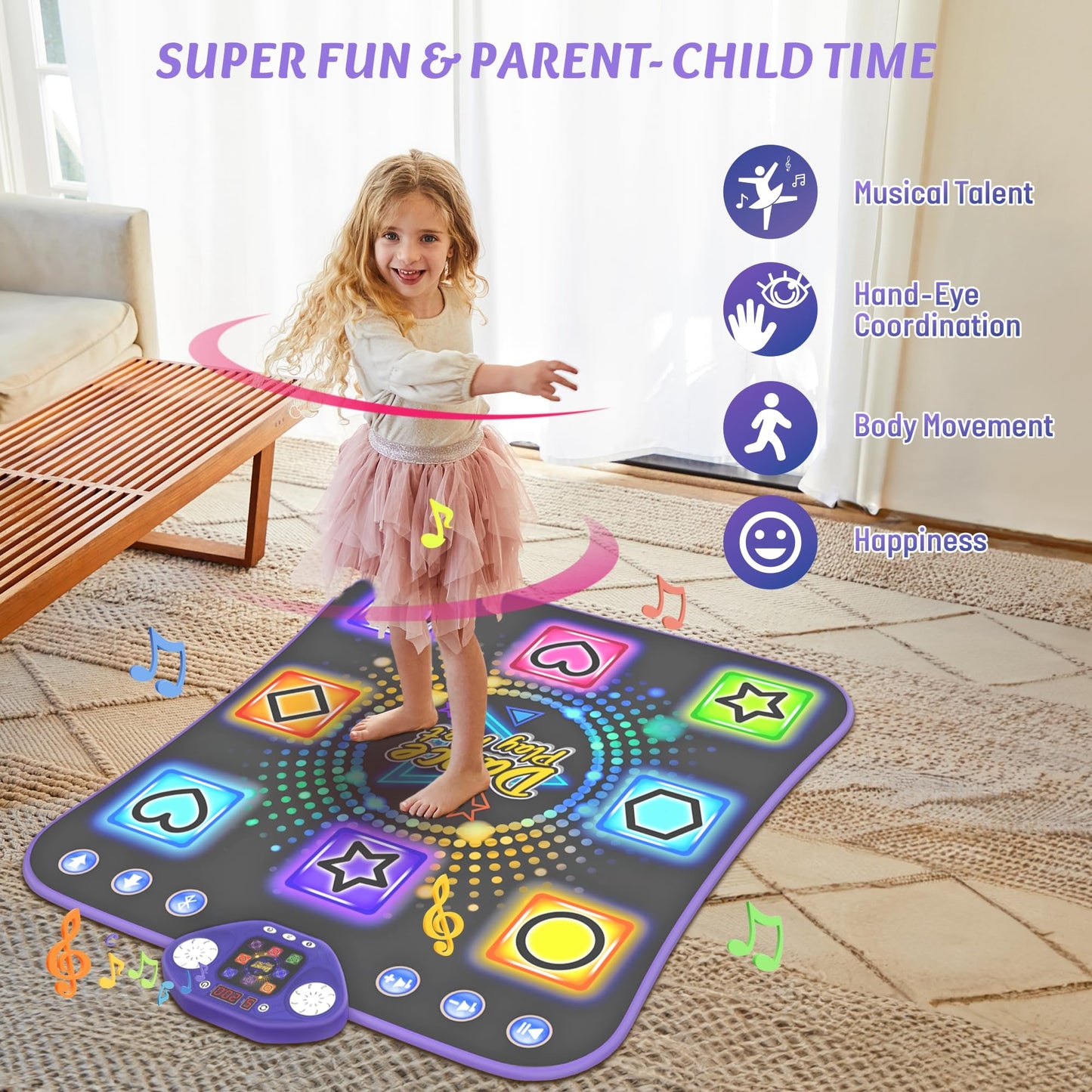 Dance Mat Toys For 3-12 Year Old Gifts, Light Up 8 Buttons Dance Mat For Kids Age 4-8 Bluetooth Dance Pad, Kids Toy 8-12 Year Ol