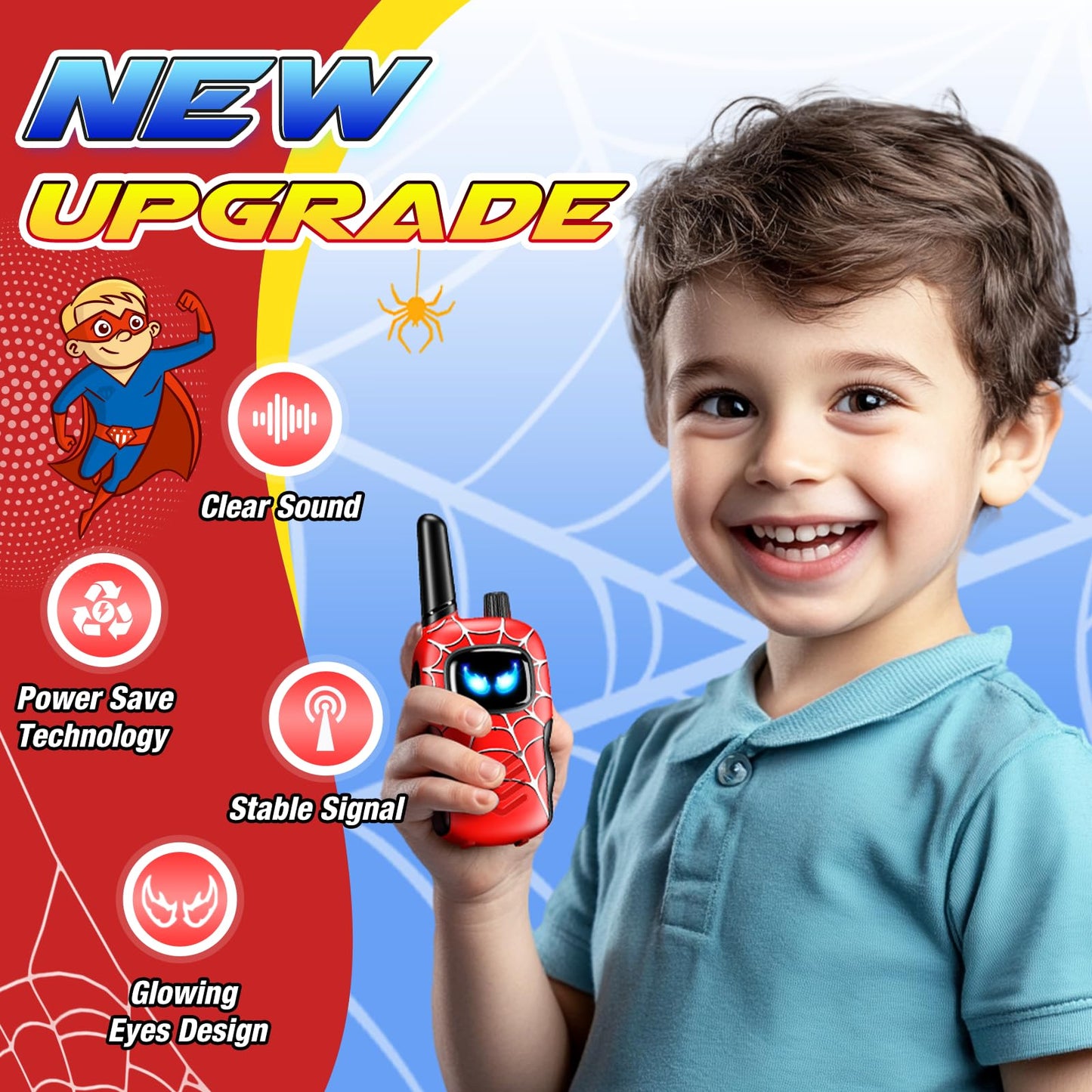 Walkie Talkies Toys For Kids Ages 3-8: Gifts Walkie Talkies With Glowing Eyes For 3 4 5 6 7 8 Year Old Boys Kids Toddlers Easter Birthday Gift Outdoor Camping Toy For Boy Kid Toddler Age 3-5 5-7 4-6