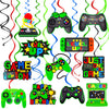 umoni Green Video Game Hanging Swirls 20Pcs Gamer Birthday Party Decorations Game On Birthday Hanging Decoraiton Gaming Ceiling