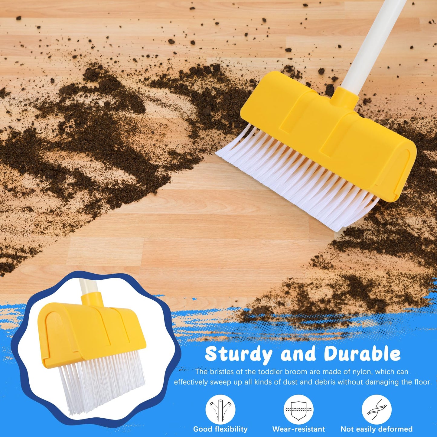 Limiroler Kids Cleaning Toy Set Toddlers Broom 2 Pcs - Kids Broom And Dust Pan Set For Housekeeping Pretend Play Cleaning Set, C