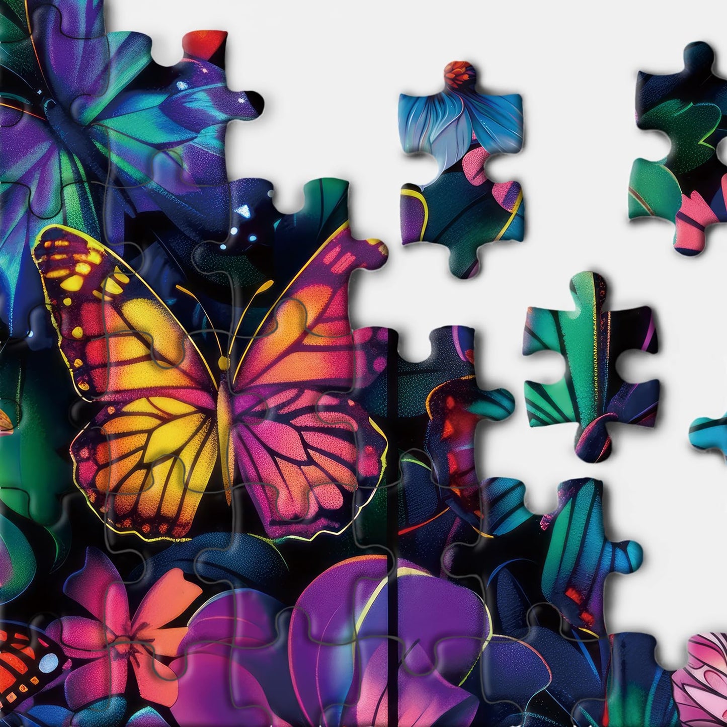 Flower Butterfly Puzzle For Adults 1000 Pieces, Spring Garden Plant Jigsaw Puzzles, Colorful Nature Floral Puzzles