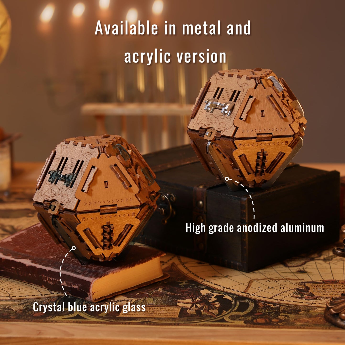 PUZZLE POTATO 3D Brain Teaser Puzzle Box - Wooden Treasure Chest - Philosopher's Stone (Metal) - Money Puzzle for Cash Gift