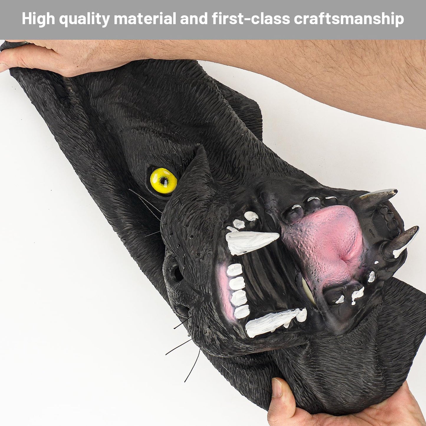 PartyHop Black Panther Mask Leopard Wild Animal Latex Full Head Realistic Masks Fancy Dress Costume for Halloween Party