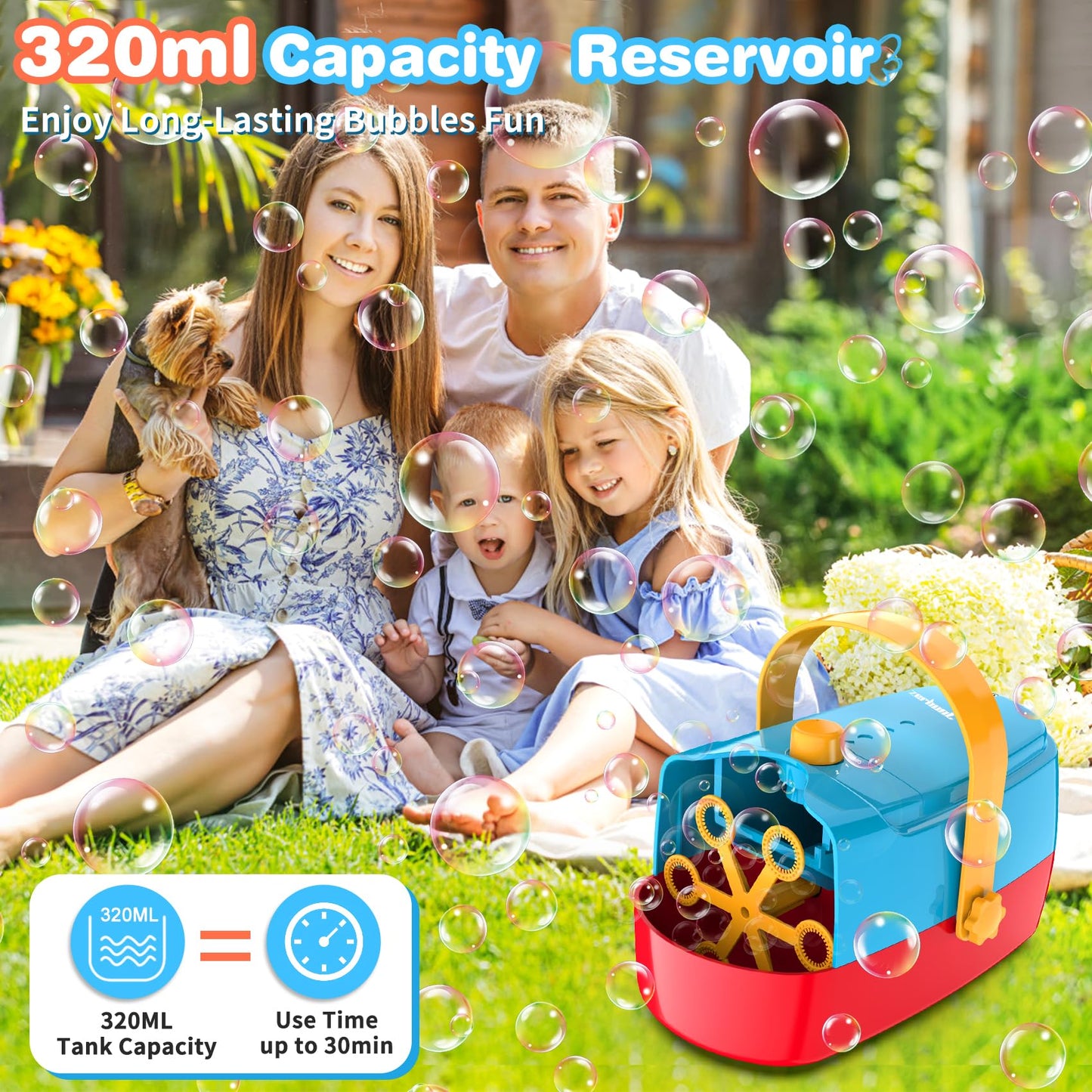 Bubble Machine Durable Automatic Bubble Blower, 18000+ Big Bubbles Per Minute Bubbles For Kids Toddlers Bubble Maker Operated By