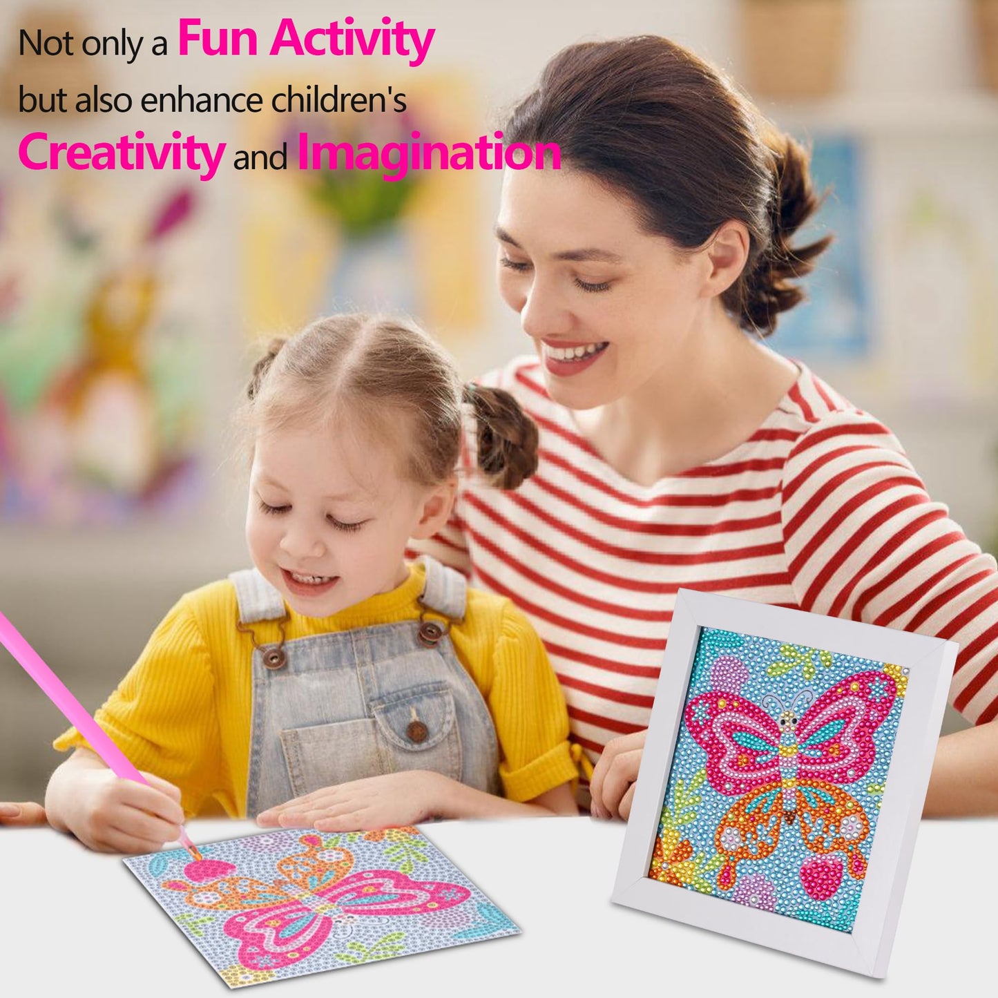 Zaliafei Butterfly Diamond Art Kits For Kids, Diamond Art For Kids Holiday, Gem Art Kits For Girls Birthday Gift, Arts And Crafts For Kids Ages 8 10 12
