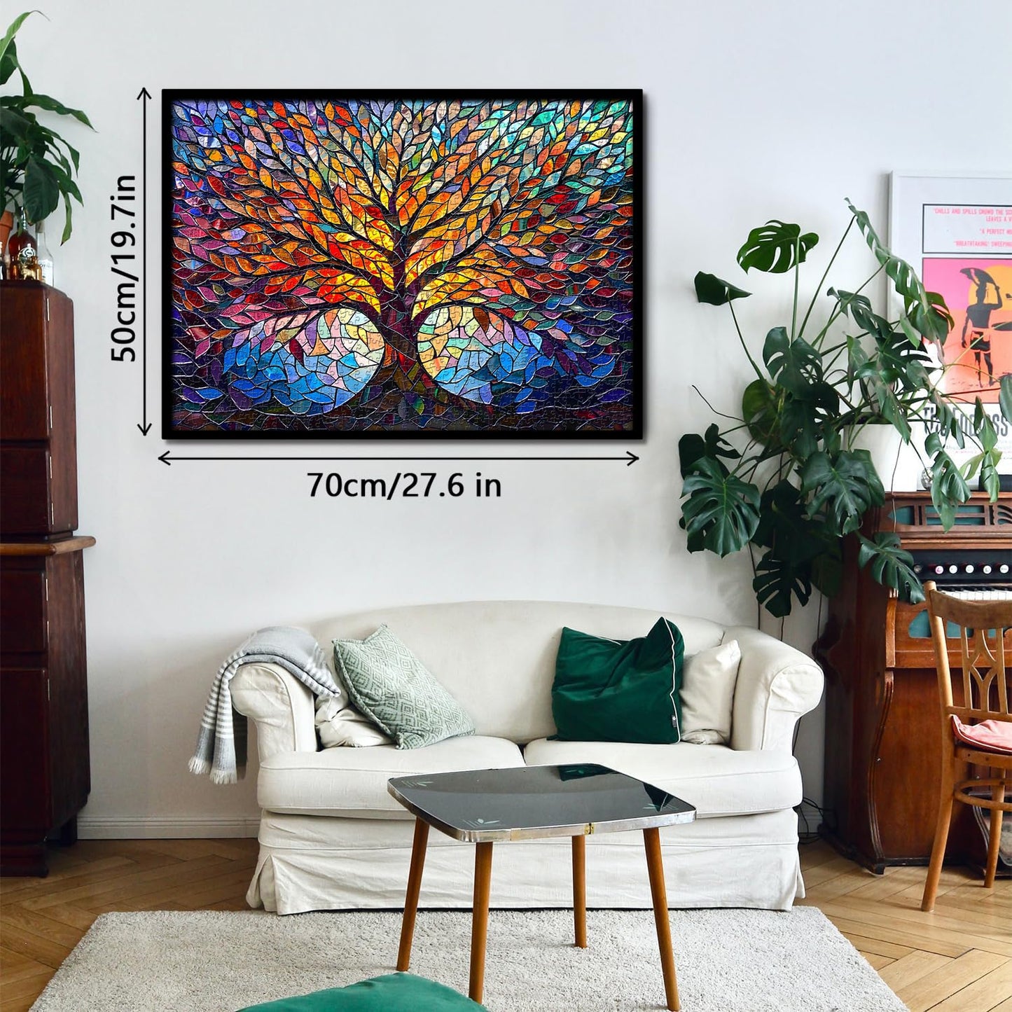 Pickforu Stained Glass Puzzle Tree Of Life Puzzles For Adults 1000 Pieces, Impossible Hard Difficult Challenging Puzzles For Adults, Colorful Mosaic Tree Of Life Jigsaw Puzzle 1000 Pieces