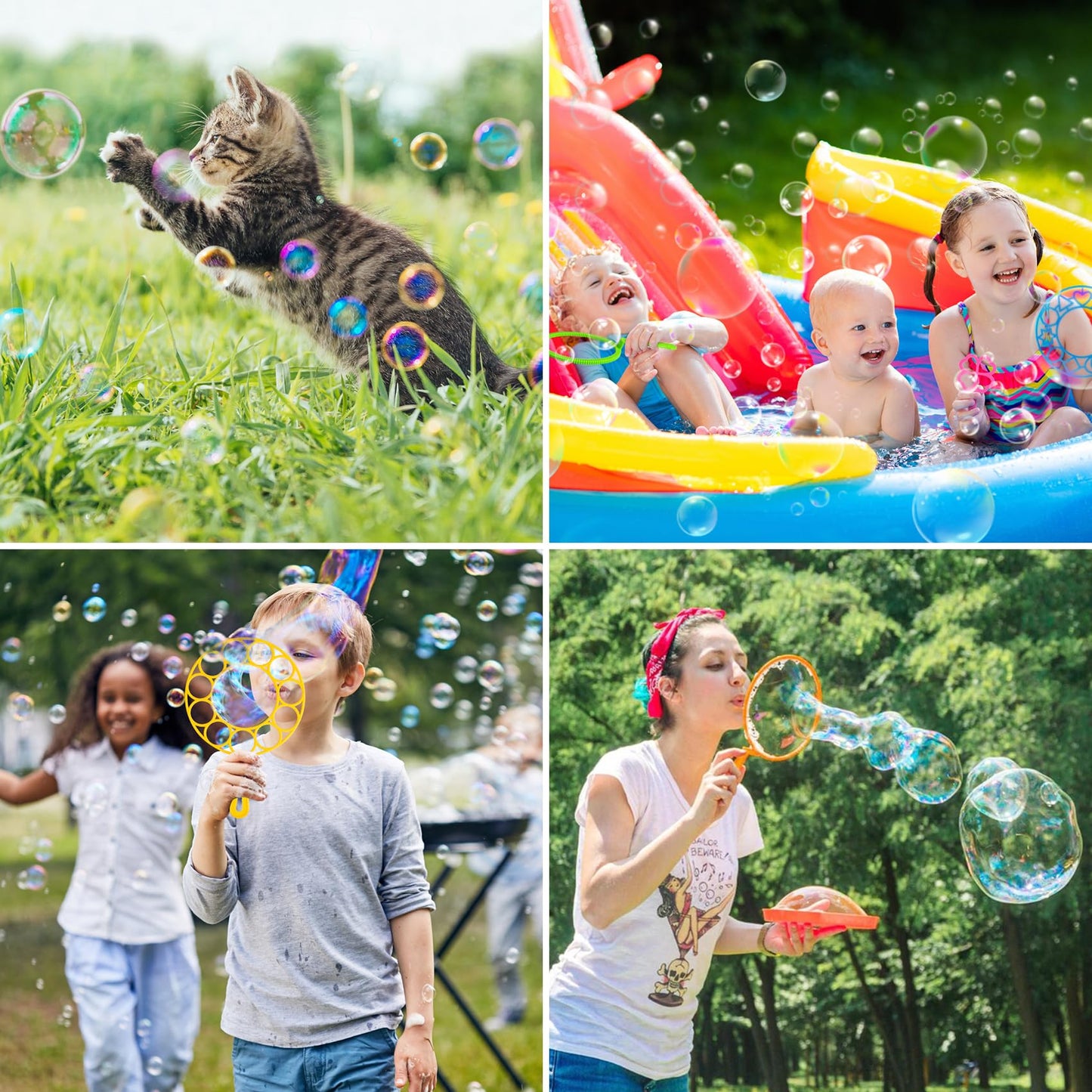 Roberly 25 PCS Big Bubble Wands Set with Tray Solution, Giant Bubbles Wands Toys for Kids Adults Summer Outdoor Activities Birth
