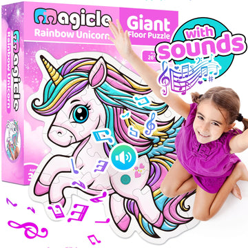 Rainbow Unicorn Giant Floor Puzzle With Sounds, 35 Piece Extra Thick Puzzles, Unicorn Toys For Girls Age 4-6, Floor Puzzles For