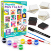 Magnetic Mini Tile Art - DIY Craft Kit; Design and Paint Magnet Tiles - Kids Paint Arts & Crafts Project; Includes 12 Tile Magnets 8 Paint Colors 2 Brushes and Marker; Fun Ceramic Tile Painting Kit-New