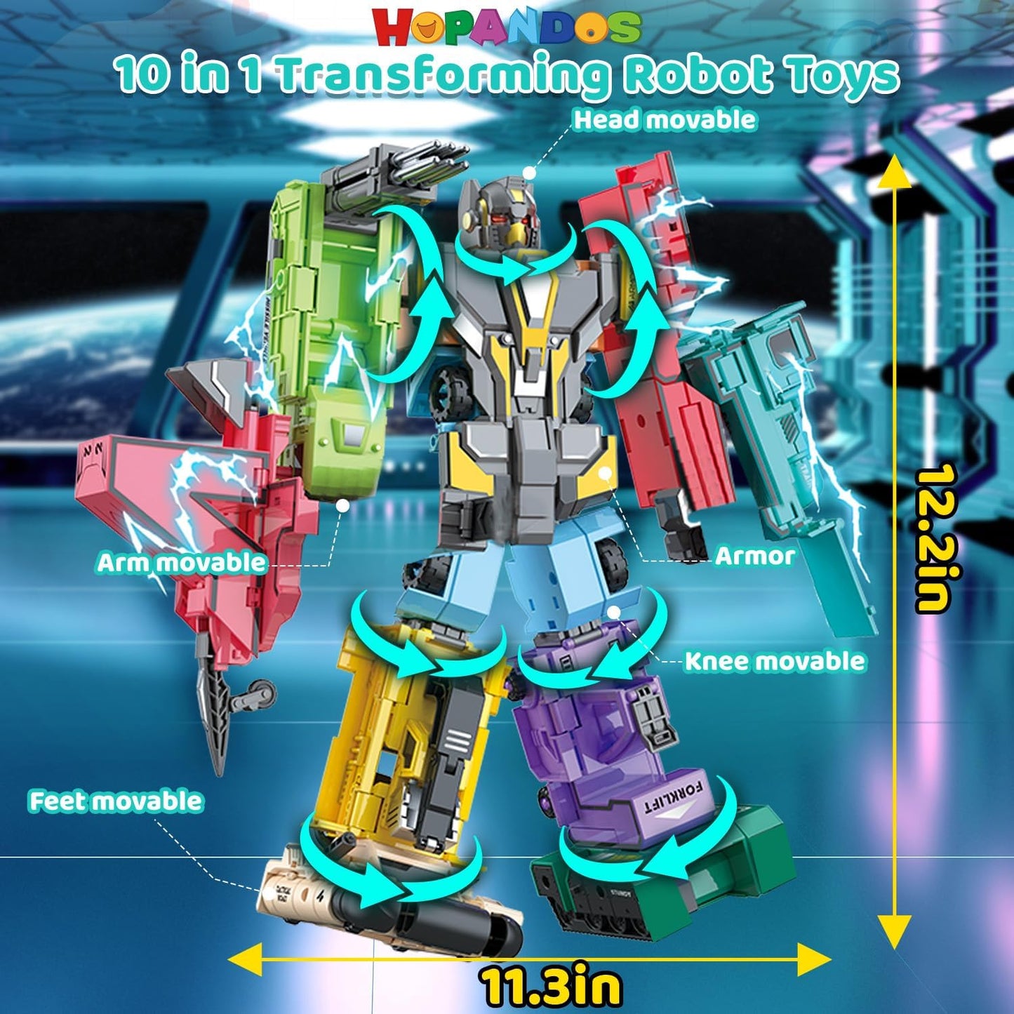 HOPANDOS Number Robots Transformers Toys for Kids Ages 3-8, 12.3'' Giant Buildable Robot Set, Number Blocks for Learning & Play,