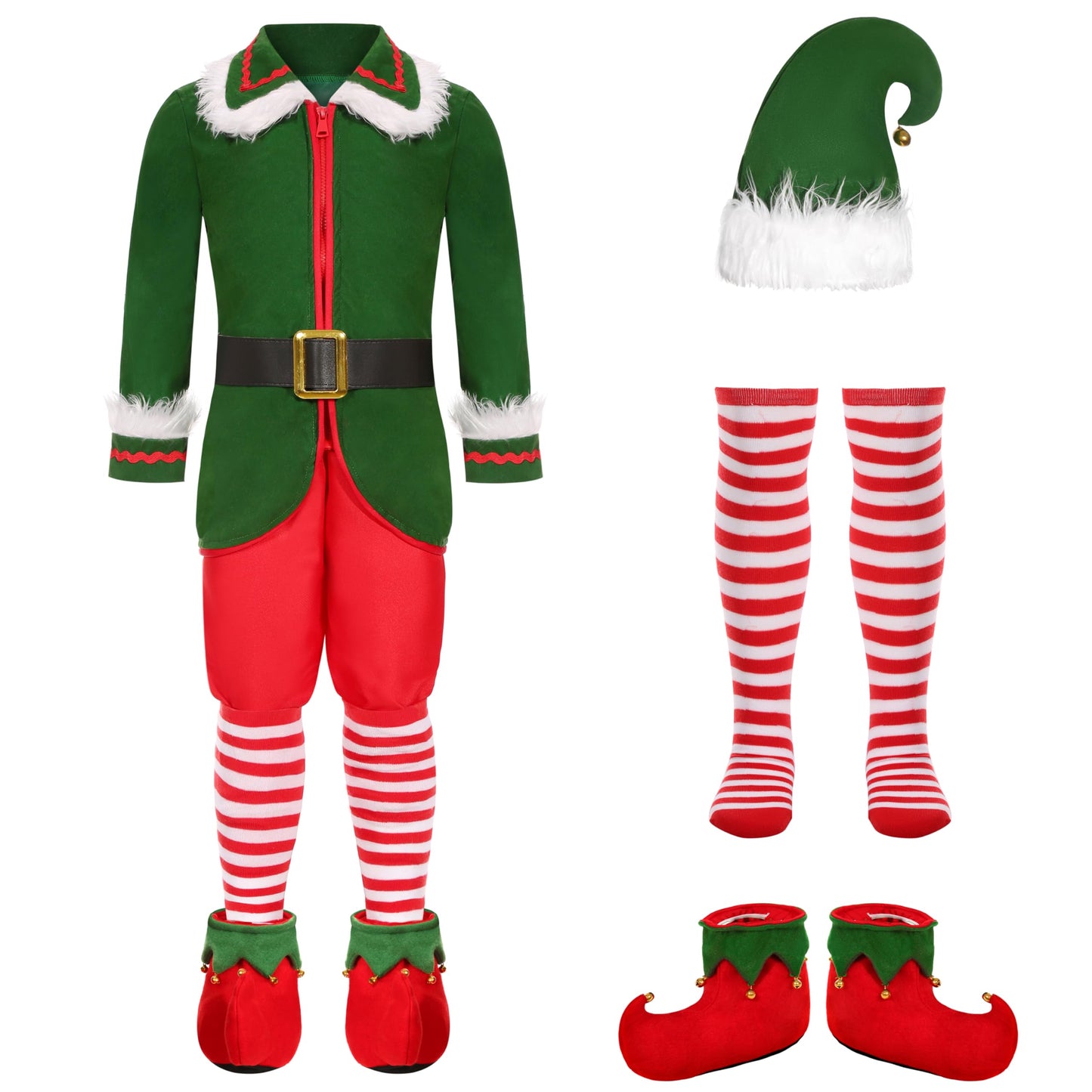 Gortykor Kids Christmas Elf Costume For Boys Holiday Elf Costume Outfit (9-11 Years)