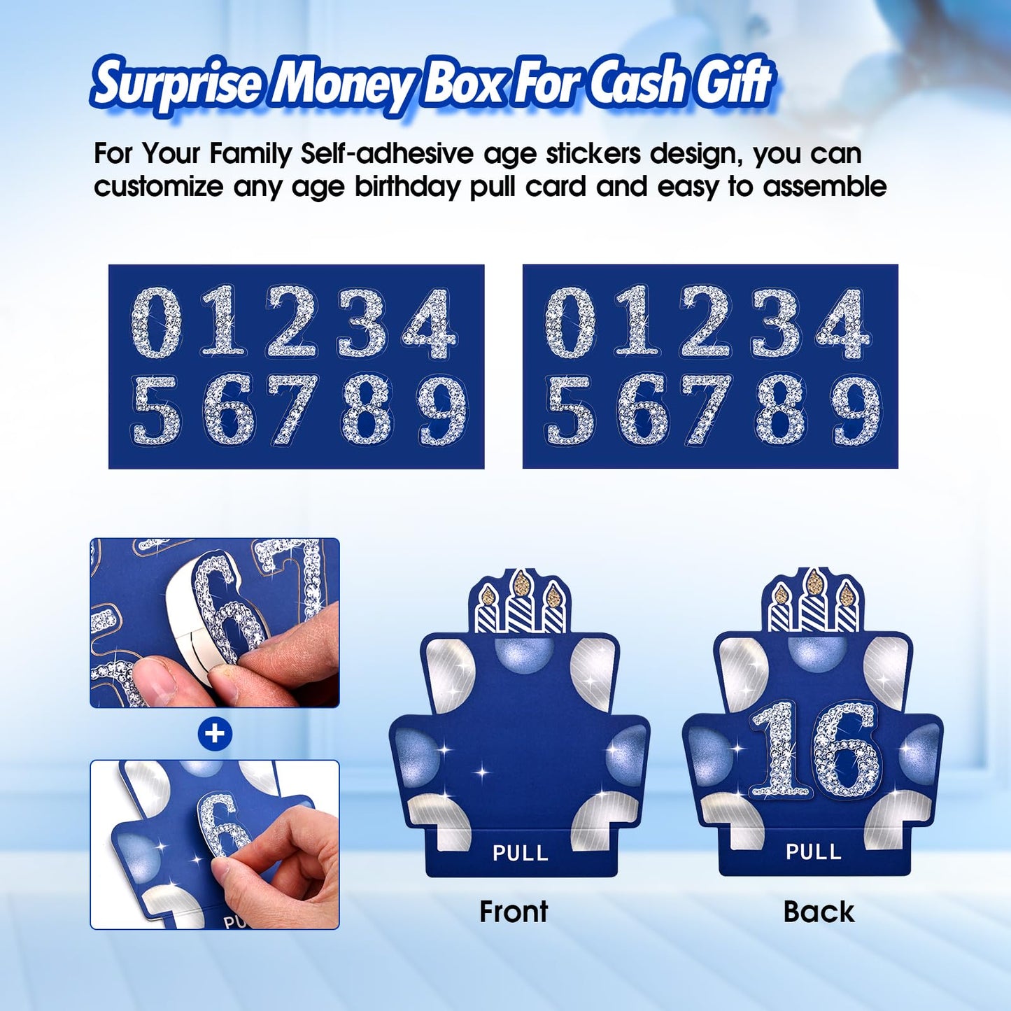 Toyeishi Happy Birthday Money Box For Cash Gift With Self-Adhesive Age Stickers For 1-100 Year Old, Birthday Decorations For Boy