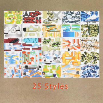 Ccinee 25 Pcs Educational 3D Cartoon Puzzles For Kids,3D Aircraft Learning Educational Paper Puzzle Game For Diy Crafts Gifts