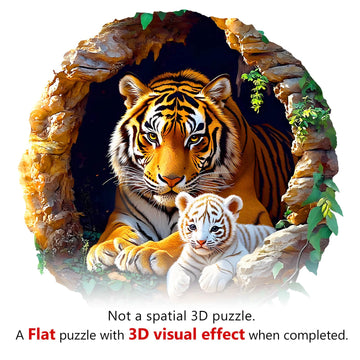 Wooden Puzzles for mature-themeds Unique Animal Shaped mature-themeds Puzzle Tiger Family Wooden Jigsaw Puzzles mature-themed Challenging Creative Gifts Family Games 11.4 * 11.4in 200pcs