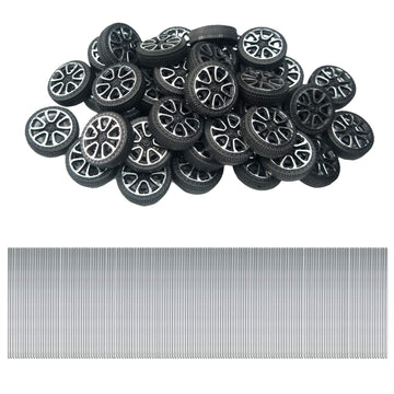 EUDAX 30mmx9mm Plastic Roll 2mm Dia Shaft Toys Wheel and 2mmx100mm STEM Shaft Round Rod Axles for DIY Toy RC Car Truck Boat Heli