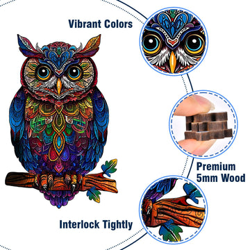 Wooden Puzzles for mature-themeds Unique Shaped Animal Jigsaw Puzzles Owl Wood Puzzles mature-themed Birthday Gifts for mature-themed and Kids 300 Piece 17.13?11.22