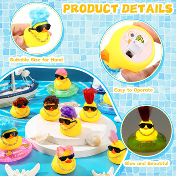 Hydren 50 Pcs Light Up Rubber Ducks - Small Cute Ducks For Boys & Girls - Operation Christmas, Bath, Shower & Pool Party Favors