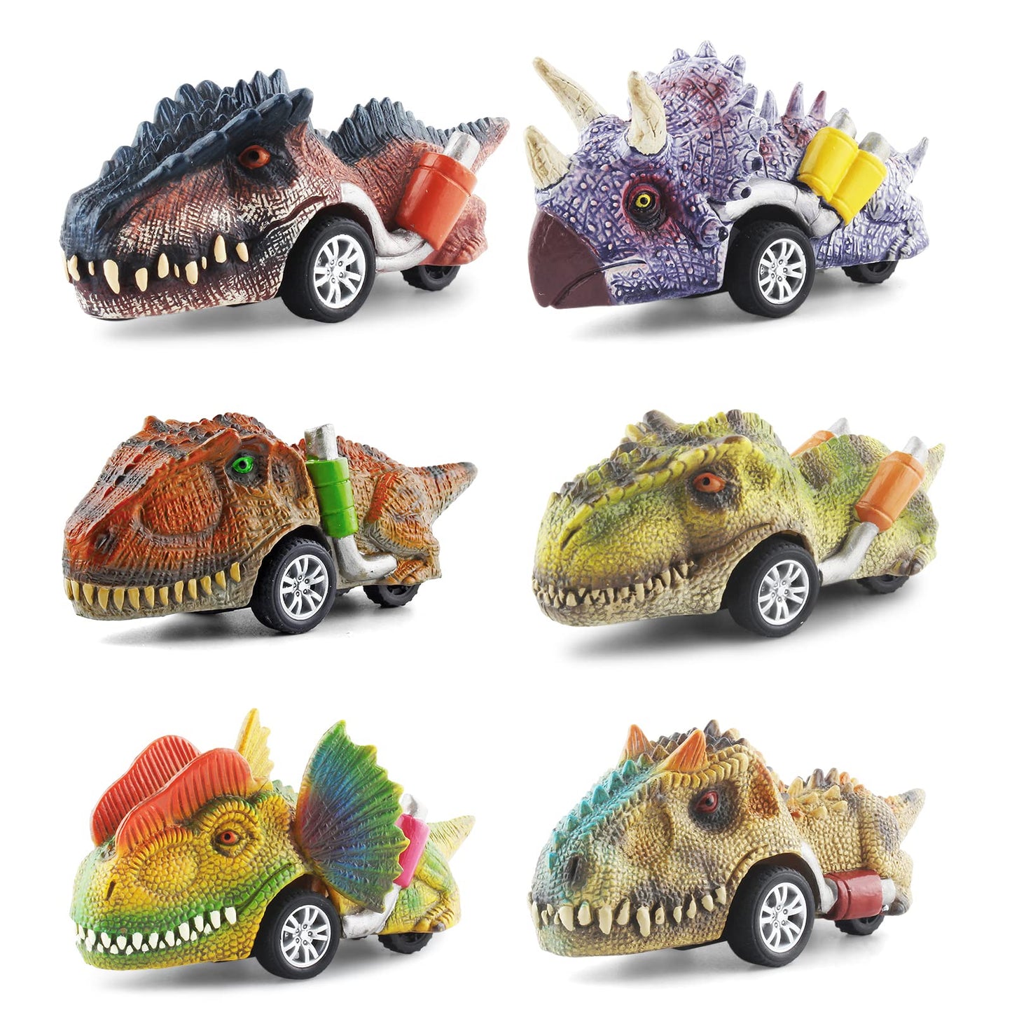 DINOBROS Dinosaur Toys for Kids 3-5, Pull Back Dinosaur Cars for 3 4 5 6 7 Year Old Boys Girls 6 Pack Dino Toys Gifts for Toddle