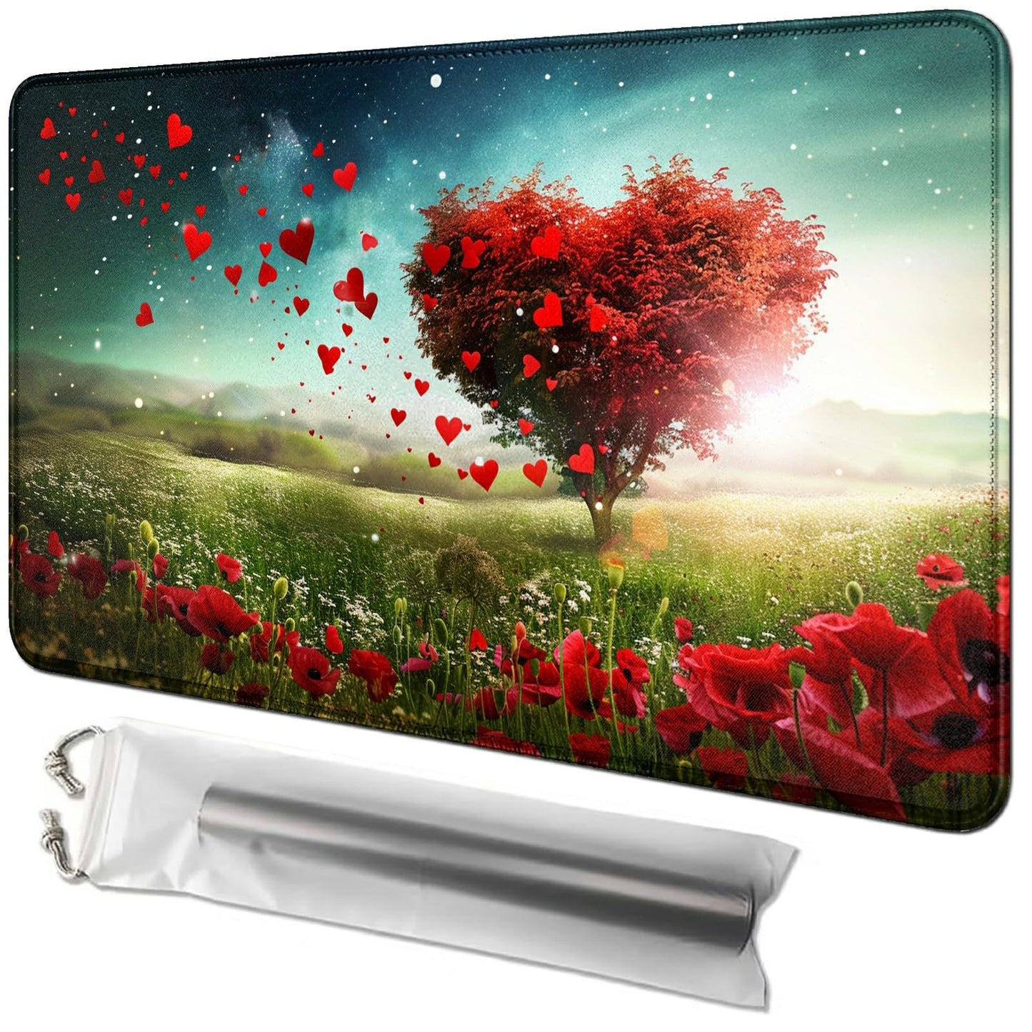 RWUTYTIUL Card Playmat 24 x 14 Inch with Tube Bag, Commander Deck Board MTG RPG CCG TCG Card Game Playing Desk Mat for Beginner,