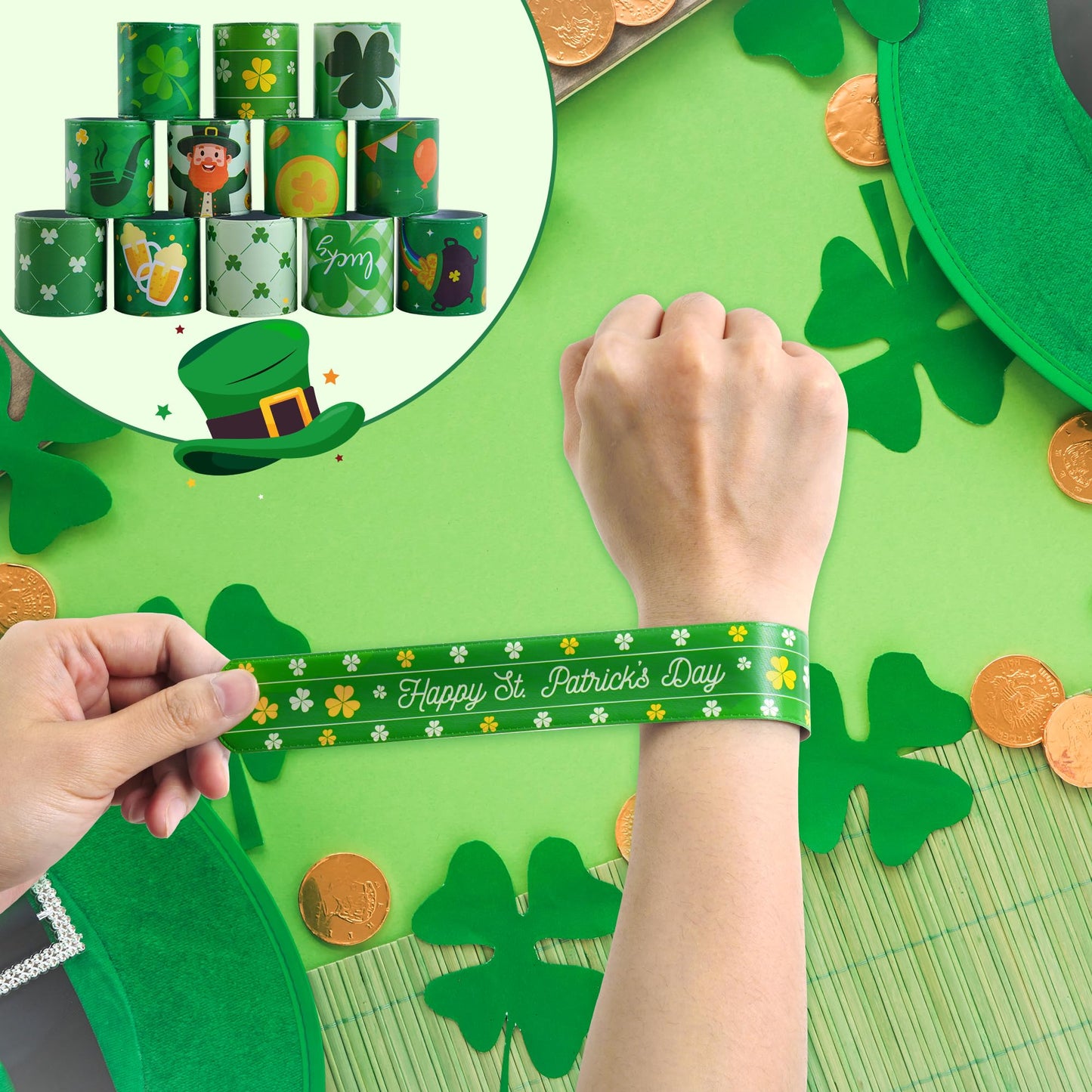 36 Pcs St. Patrick'S Day Slap Bracelet,St Patricks Day Favors,St Patricks Day Gifts,St Patricks Day Decorations Gifts Bracelet D