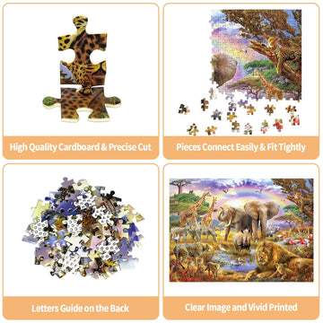 Jigsaw Puzzles 1000 Pieces African Animal Puzzles Animal World Jigsaw Puzzles for mature-themed Teens Kids Jungle Scene Jigsaw Puzzles Game Toy Gift Home Decoration