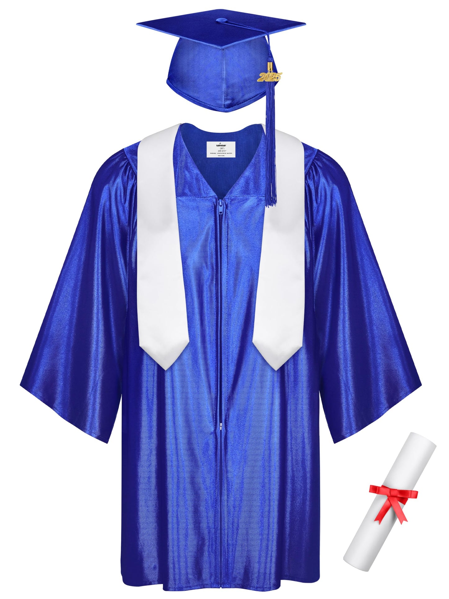 SOMSOC 5 Pieces 2025 Preschool Kindergarten Graduation Gown Cap Sash Set with 2025 Tassel, Certificate for Toddler Children