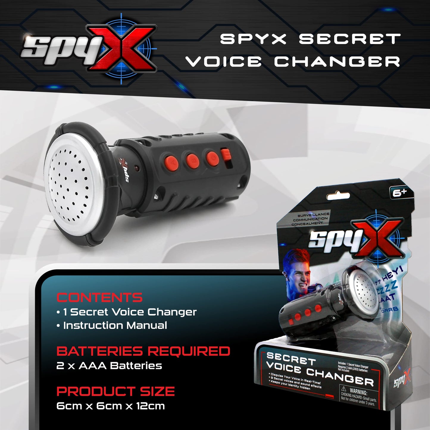 Spyx / Secret Voice Changer. Voice Synthesizer Spy Toy To Disguise Your Voice In Real-Time! Junior Secret Agent / Ninja Toy Gadget. Multi-Voice Amplifier Megaphone For Boys & Girls