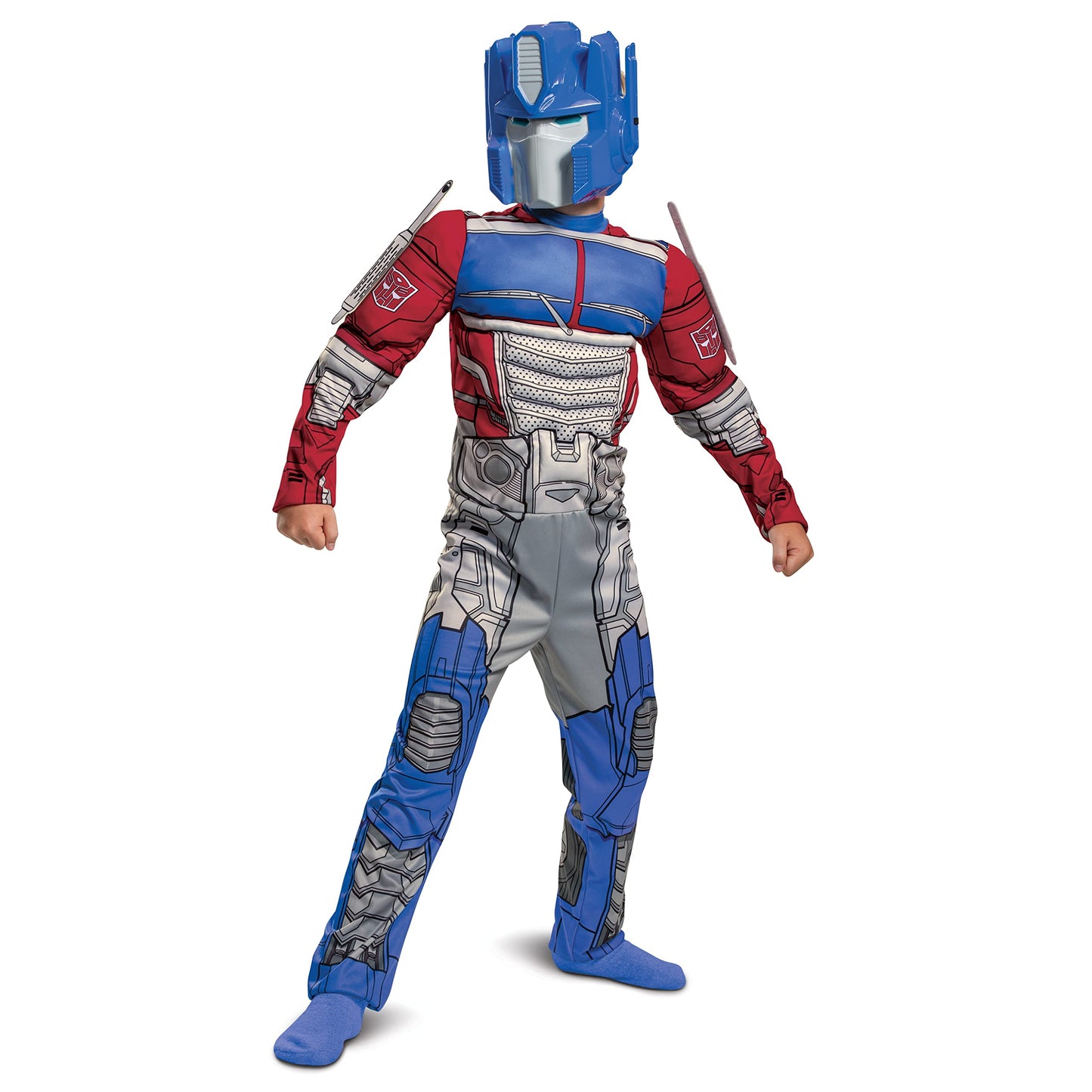Disguise Optimus Prime Costume, Muscle Transformer Costumes For Boys, Padded Character Jumpsuit, Kids Size Large (10-12) Blue & Red
