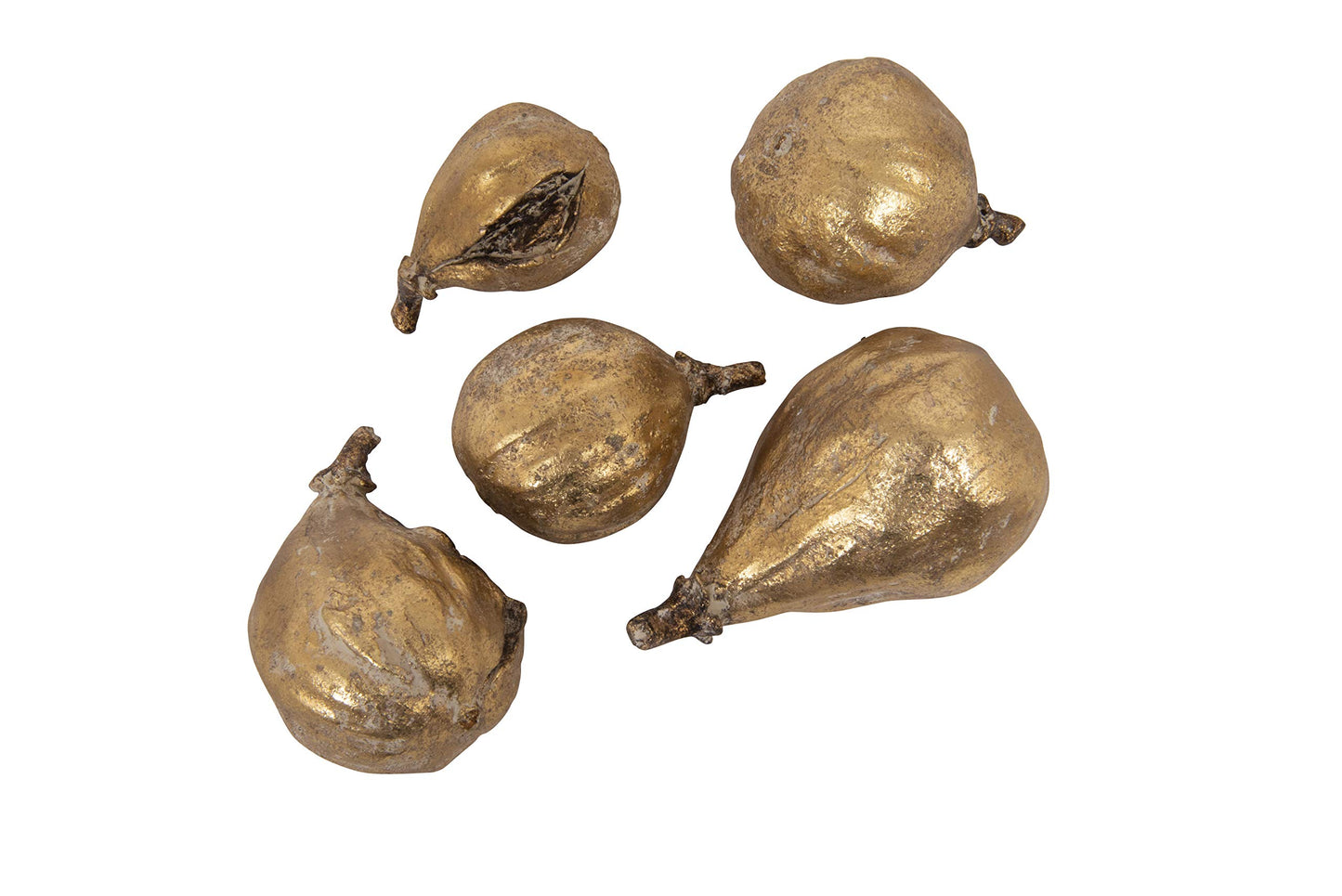 Creative Co-Op Set of 5 Gold Resin Figs - Decorative Home Accents, Model DF0301