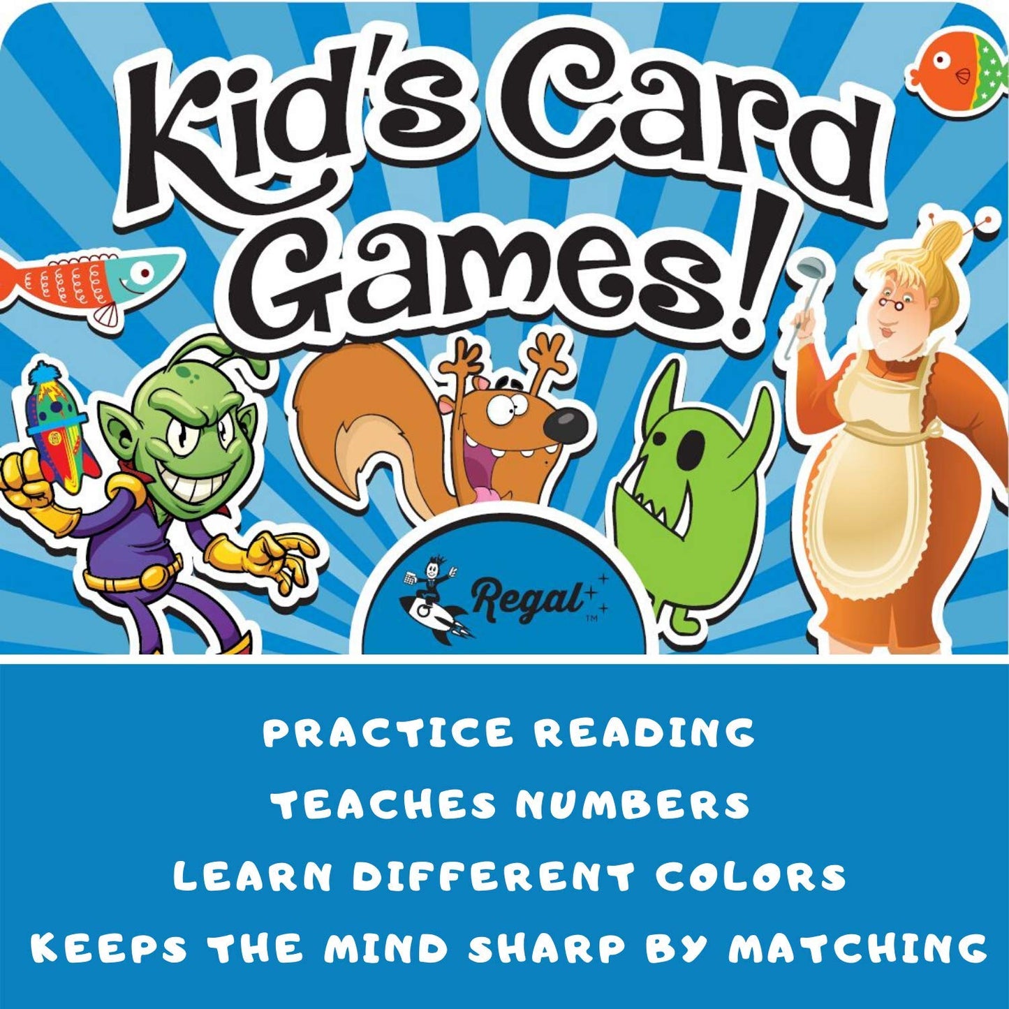 Regal Games Go Fish Card Game For Kids 4 5 6 7 8+ | Funny Travel Board Playing Game For Families (1 Pack)