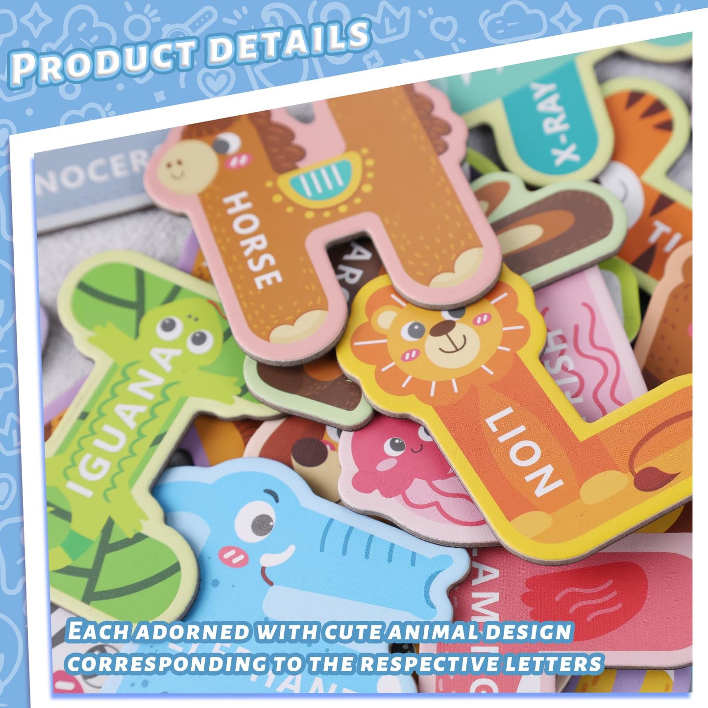 Lovestown 41Pcs Magnetic Letters Numbers, Large Animal Alphabet Magnets For Fridge Educational Spelling Learning Games Kids Toddlers