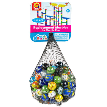 My Toy House 100 Assorted Glass Marbles for Marble Run - 9/16 Inch (14mm) Replacement Balls