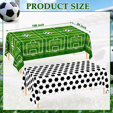 Wnink 4 Pack Soccer Plastic Tablecloth Soccer Party Decorations Disposable Rectangle Soccer Grass Table Cover Soccer Pattern Soc