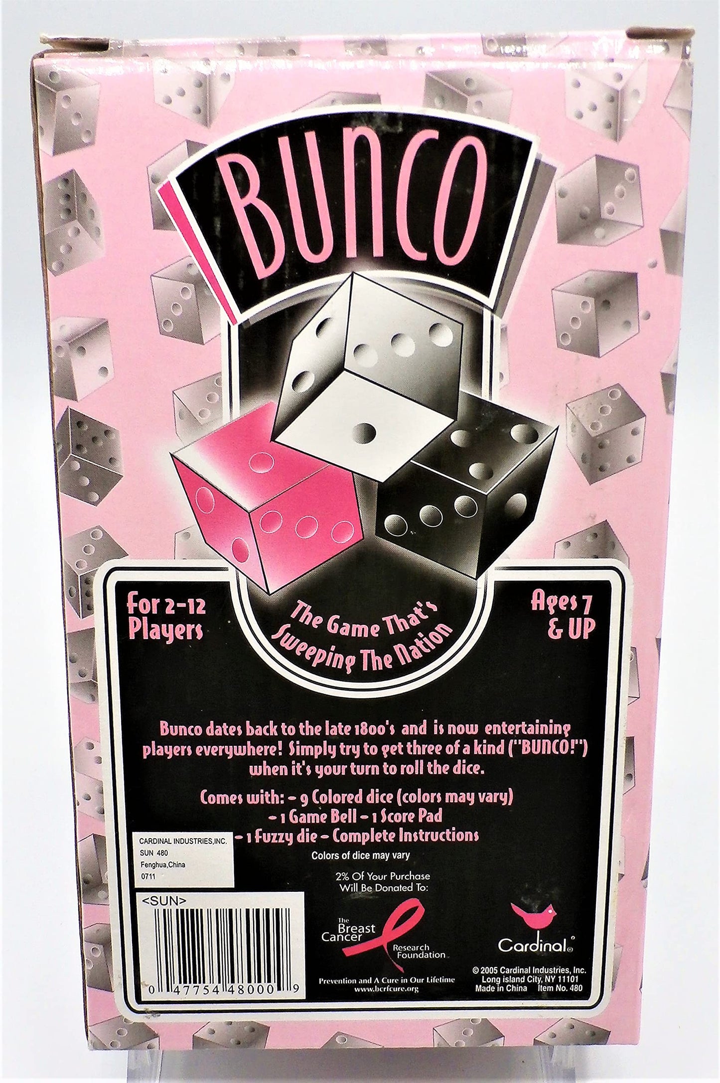 Cardinal Bunco Social Dice Game Set - Complete, Pink & Black, Model 904106, Paper Material