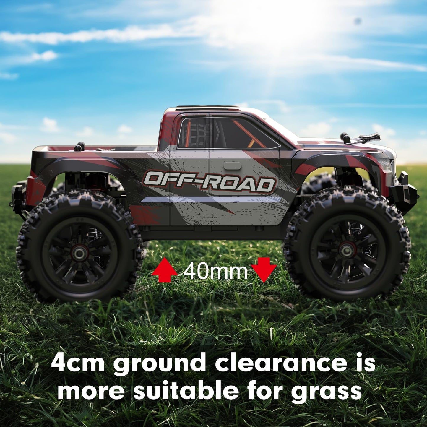 MEW4 1/16 4X4 RC Offroad Truck - RTR Durable Beginner RC Car, High Speed 38 Km/h, Remote Control Monster Truck with 2 1500 mAh B