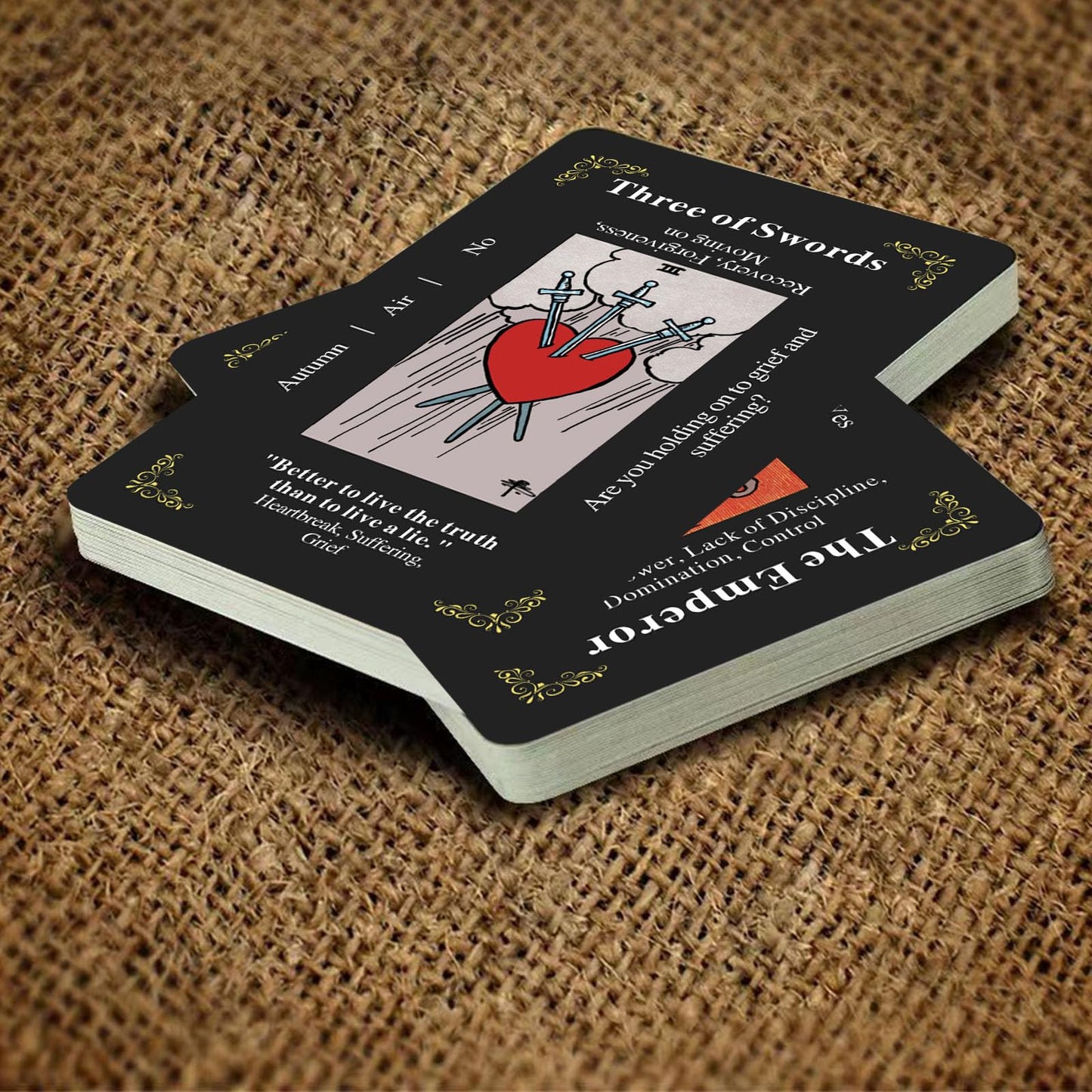 GZSYXHJYXGS Tarot Cards for Beginners - 78 Classic Black Deck with Meanings, No Guide Book Needed, Fortune Telling Game
