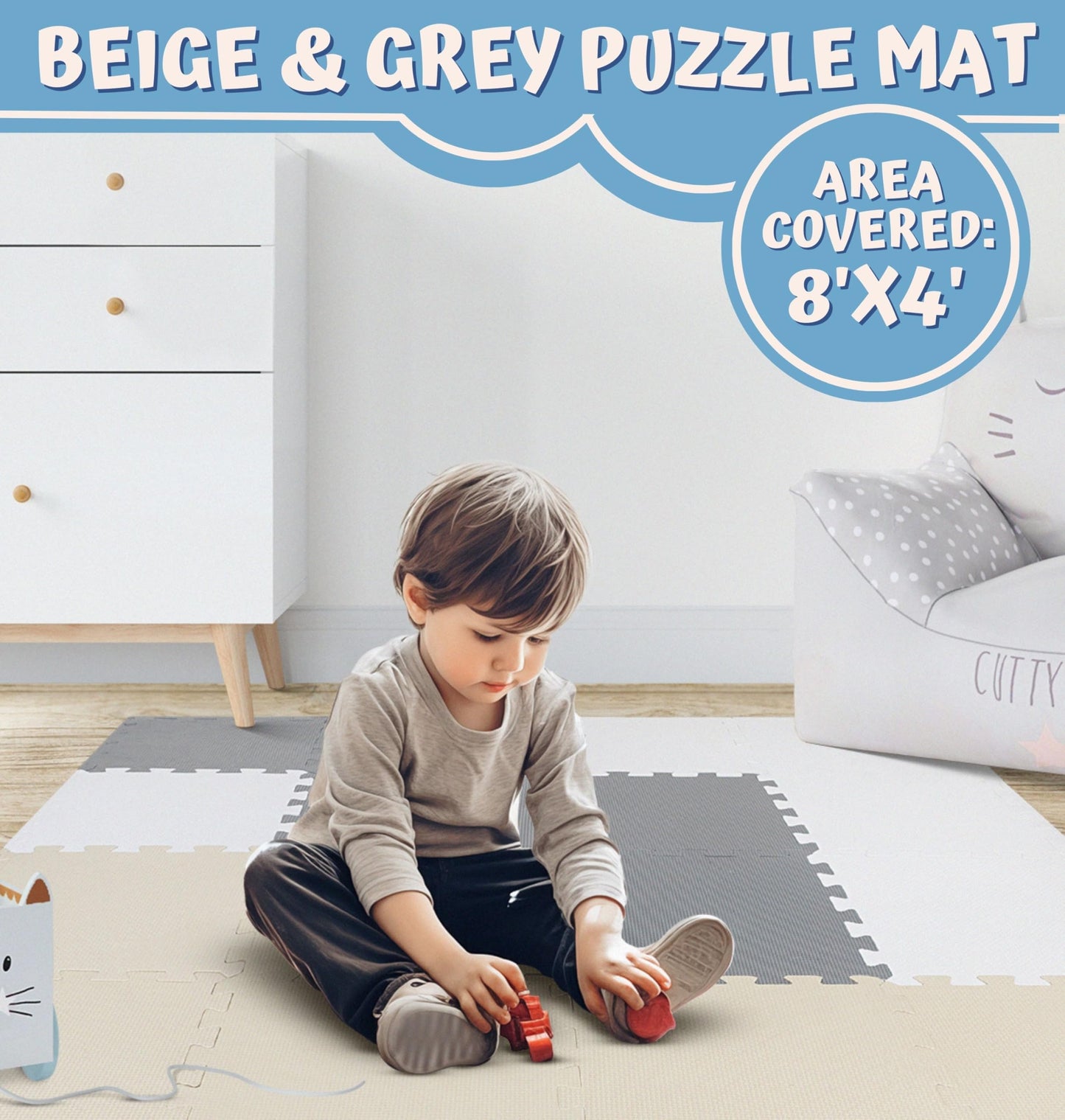 Toyvelt Foam Puzzle Floor Mat For Kids - 12X12 32 Tiles Interlocking Play Mat With Colors - Educational Large Puzzle Foam Floor