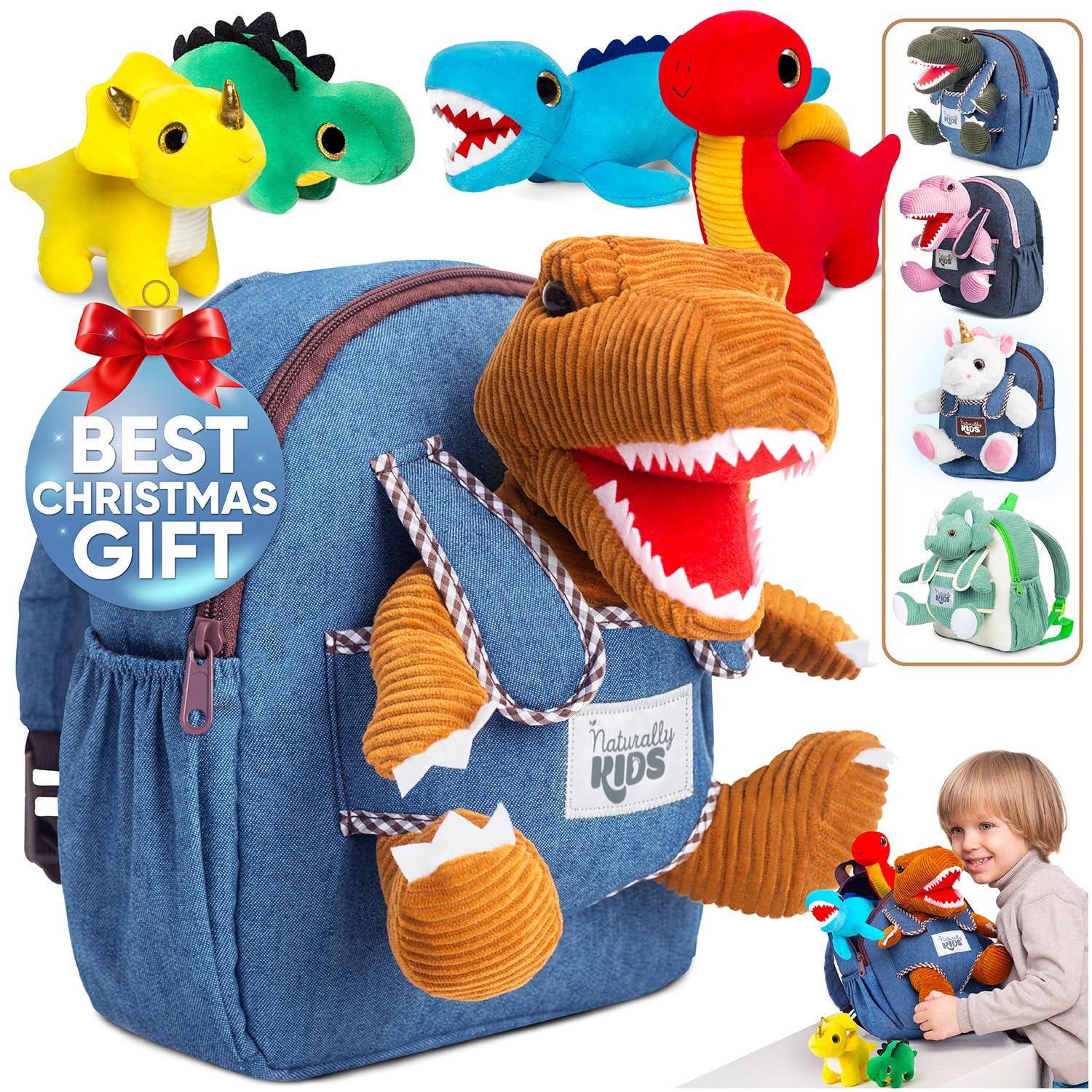Toddler Dinosaur Backpack W Plush Dinosaur Toys For Kids 2-5, Gifts For 2-5  Year Old Boys, Girls