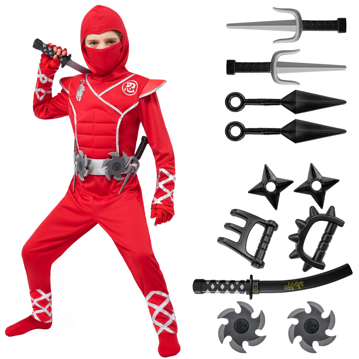 Spooktacular Creations Halloween Ninja Costume, Red Ninja Costume Kids, Ninja Accessories Costume Set, Ninja Dressing Up, Hallow