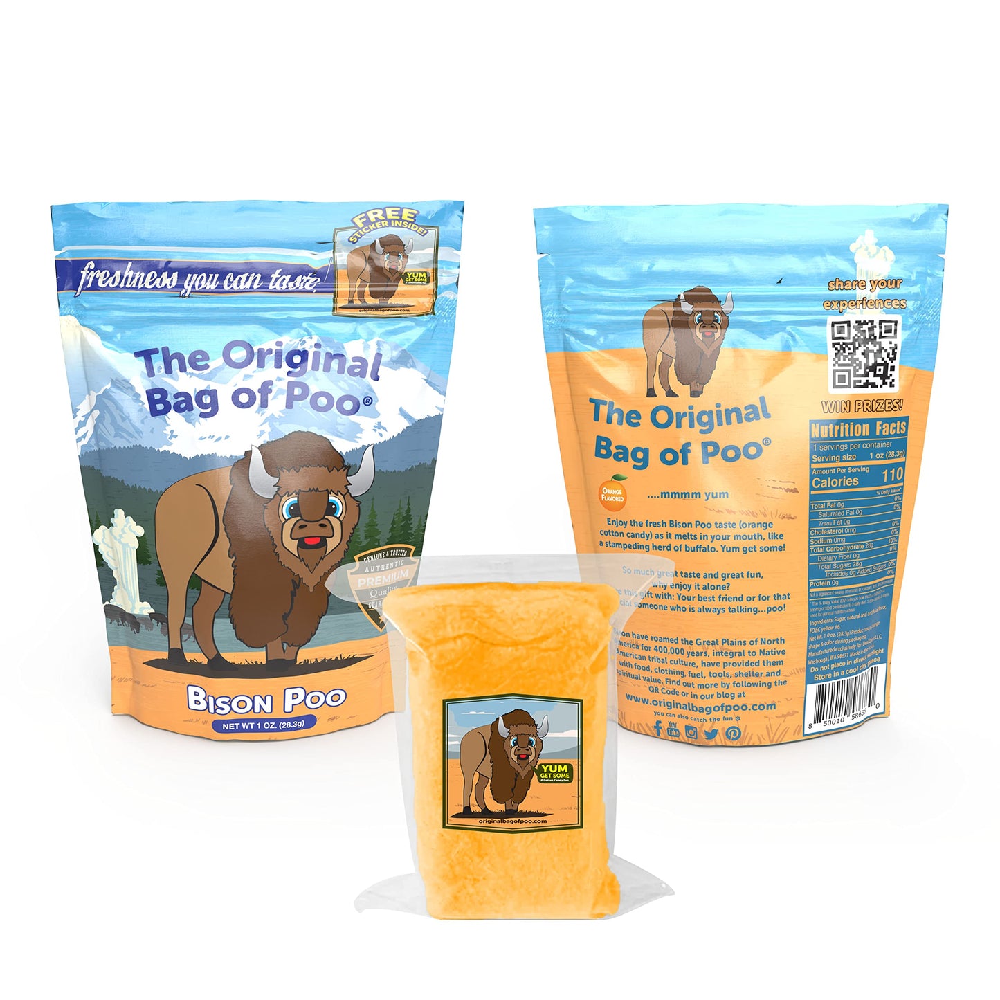 The Original Bag Of Poo, Novelty Cotton Candy Gag Gift (Orange Bison)