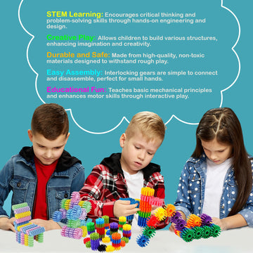 KAKATIMES STEM Building Blocks Toys for Kids - Educational and Safe Gear Interlocking Construction Playset - Develop Creativity
