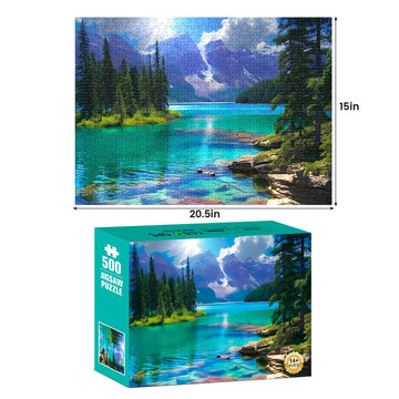 500 Pieces Puzzles for mature-themed Jigsaw Puzzle 500 Piece Puzzle Children Elderly Puzzle Mountain Forest Lake Puzzle Gift for Mom Dad Family Friend Family Activity Games Home Decor Wall Art 20.5x15IN