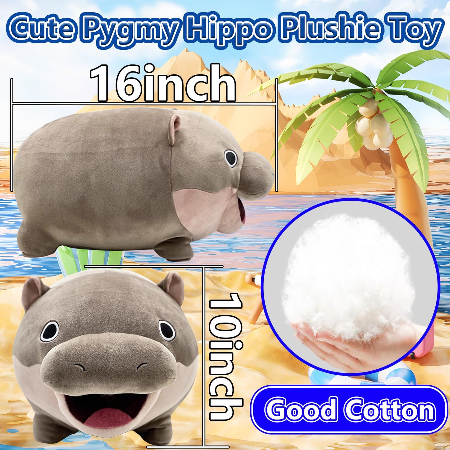 Acgtrick Cute Moo Deng Hippo Plush Pygmy Hippo Plushie Toy Soft Moodeng Hippo Stuffed Animals For Fans Gift Moo Deng Hippopotamu