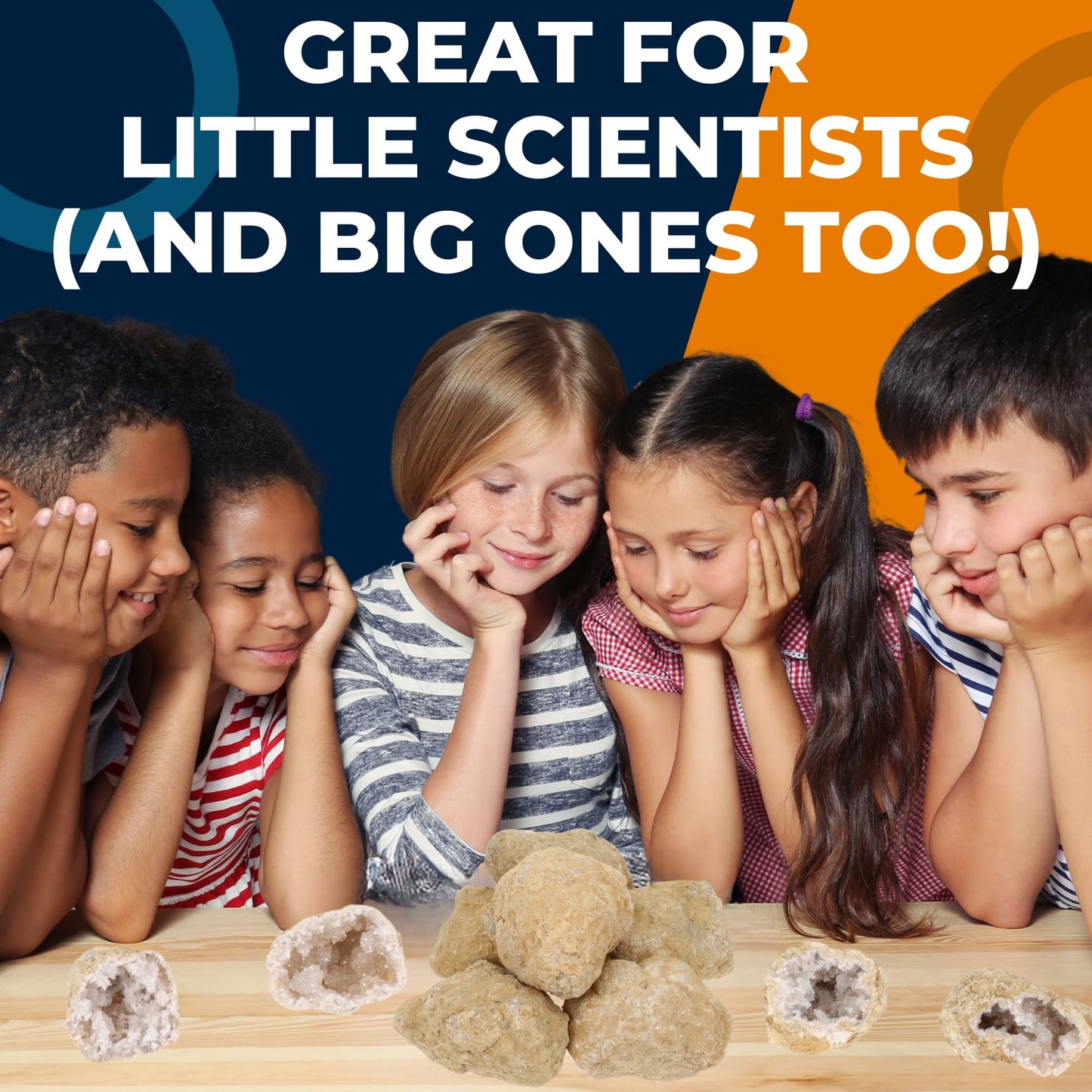 Truenergy Geodes With Crystals Break Your Own Geodes Kit 3 X-Large Premium - Easy To Break Open Kit - Stem - Includes Magnifying