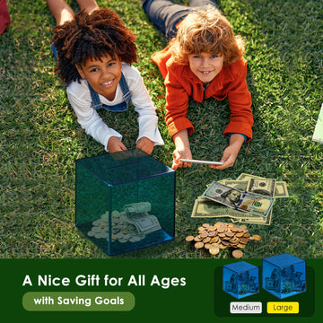 Piggy Bank For Adults Must Break To Open, Vcertcpl Acrylic Clear Piggy Bank Money Saving Box For Cash Saving, Unopenable Adults Piggy Bank For Real Money Bank Coin Bank Change Jar