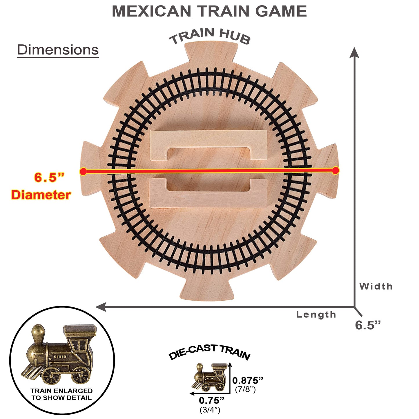 RNK Gaming Mexican Train Dominoes Set Double 12 with Wooden Hub, 8 Metal Trains, Multicolor, Aluminum Case