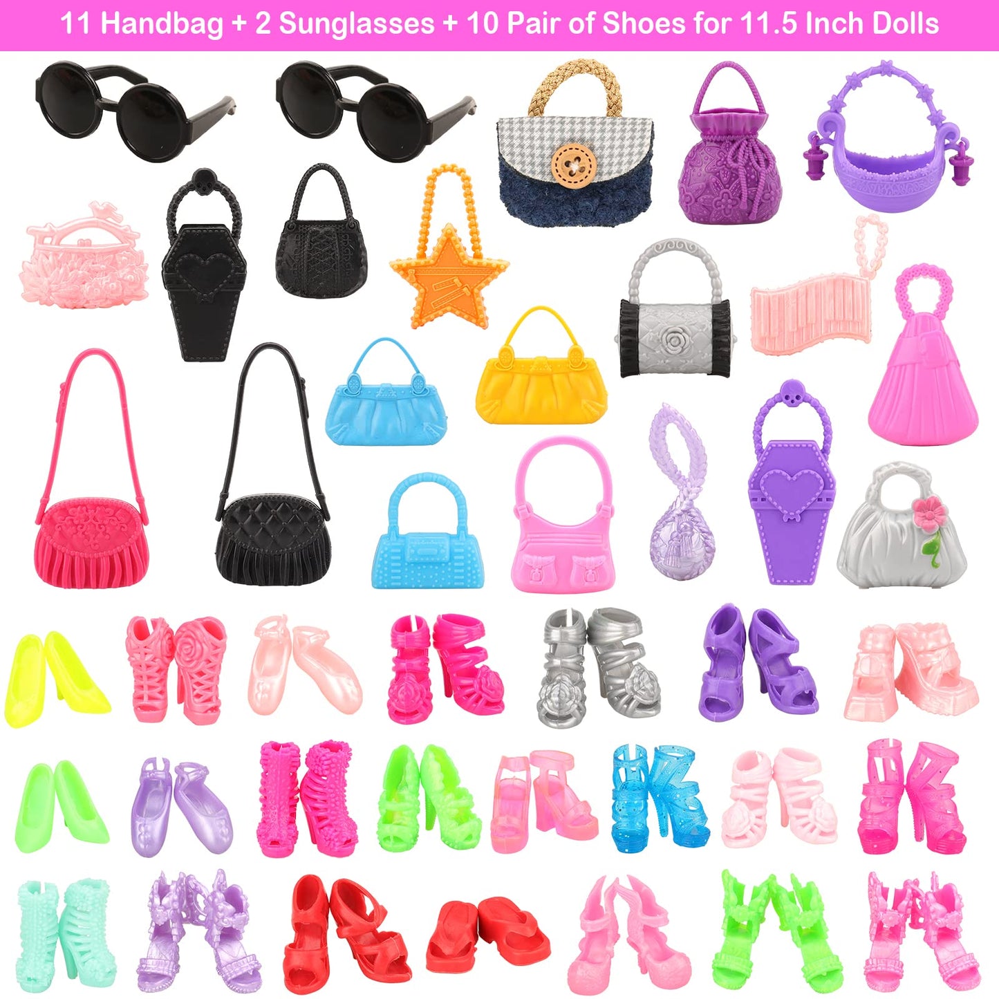 Doll Clothes And Accessories Doll Including 2 Chill Modern Suits 2 Tops 2 Pants Fashion Outfits 2 Chic Dresses 11 Handbag 10 Shoes 2 Glasses For 11.5 Inch Girl Dolls Fashion Dress Up Set